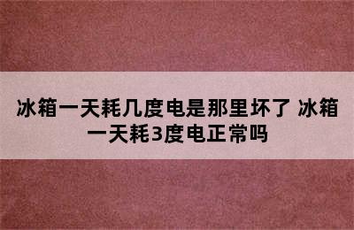 冰箱一天耗几度电是那里坏了 冰箱一天耗3度电正常吗